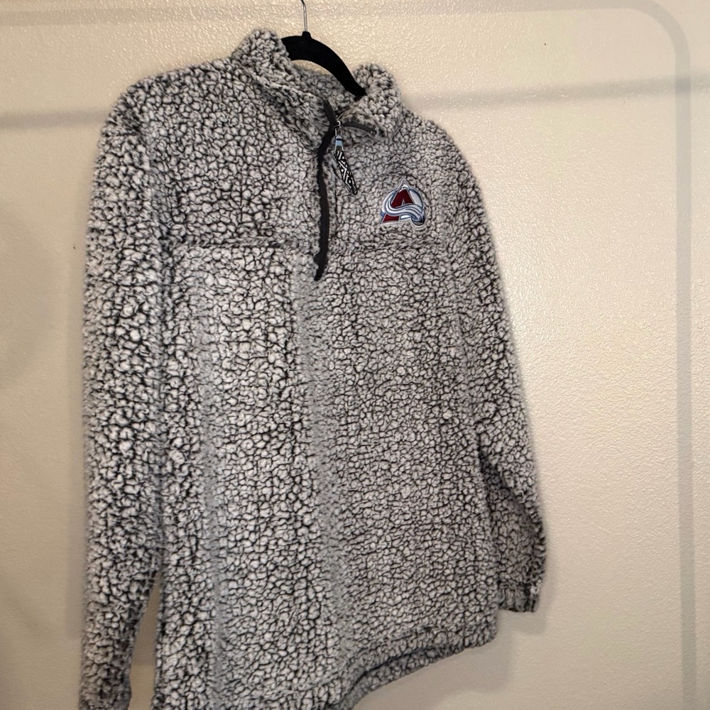Gray Sherpa Fleece Pullover - Colorado Avalanche